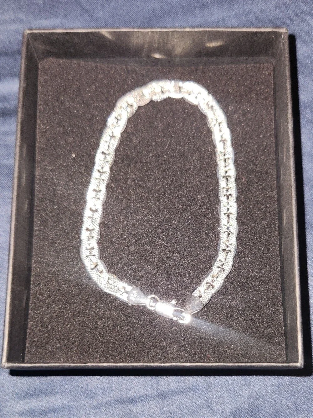 Polished Sterling Silver Rope Chain Bracelet with Lobster Clasp